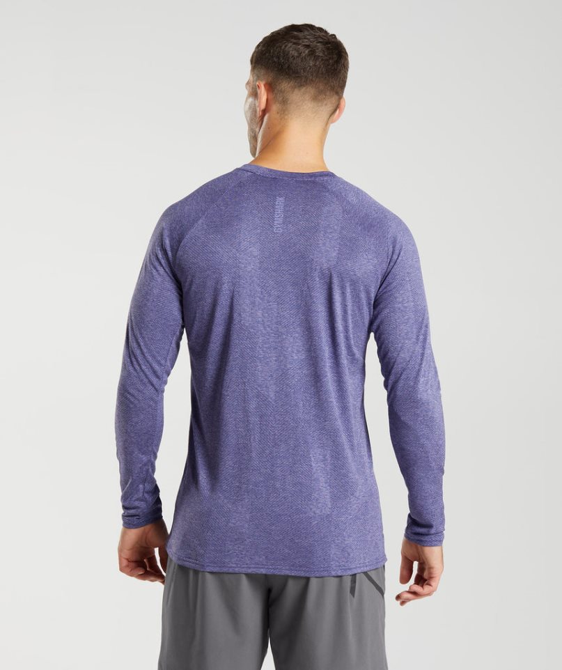 Men's Gymshark Apex Long Sleeve T-Shirts Purple | NZ 3SLFUR